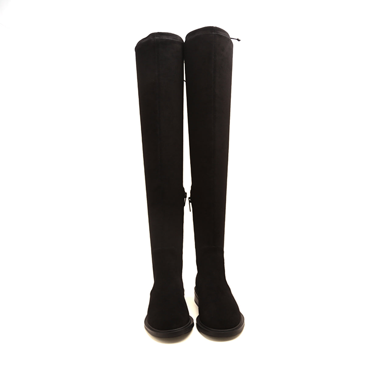 Black Elastic Minimal High Knee Sock Boots