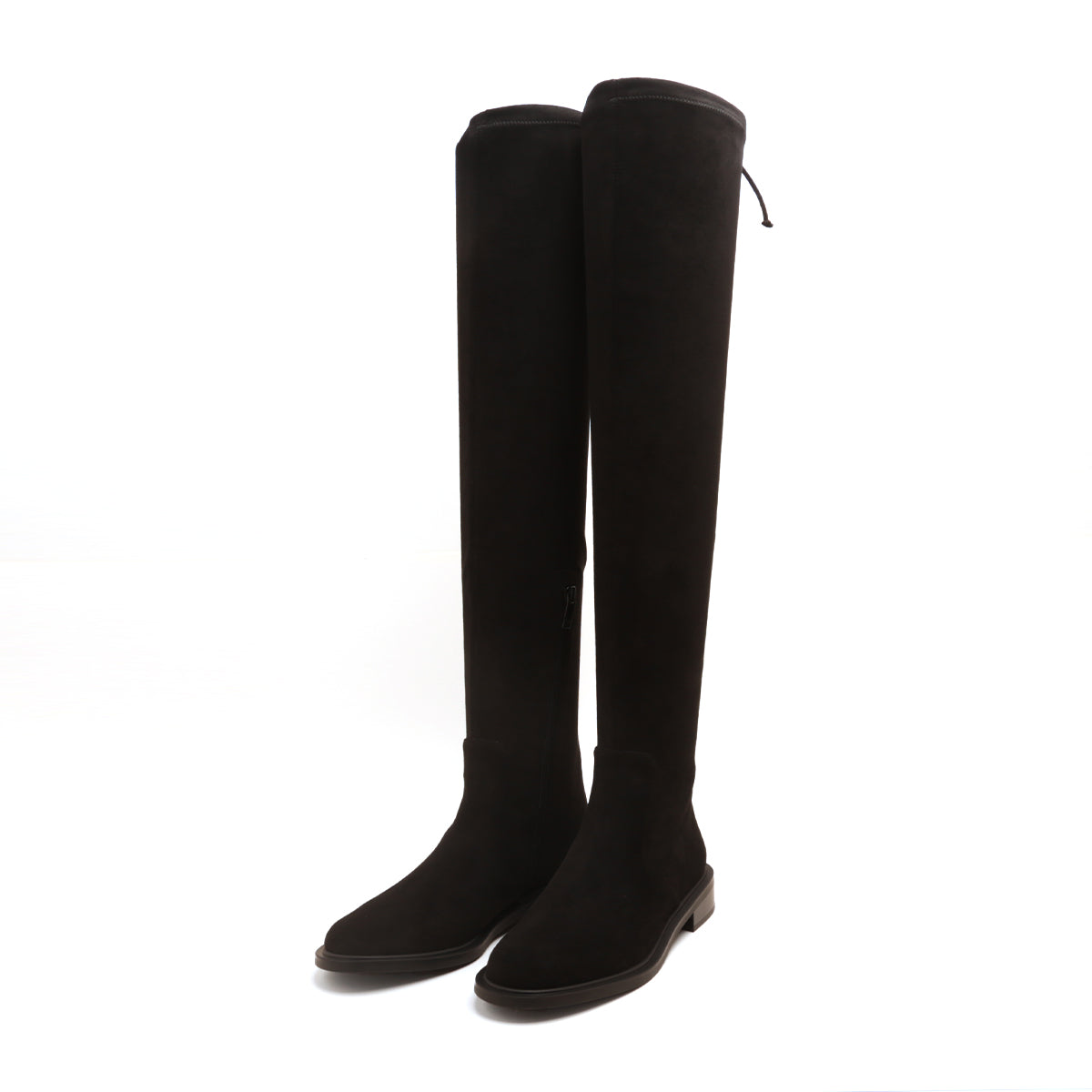 Black Elastic Minimal High Knee Sock Boots