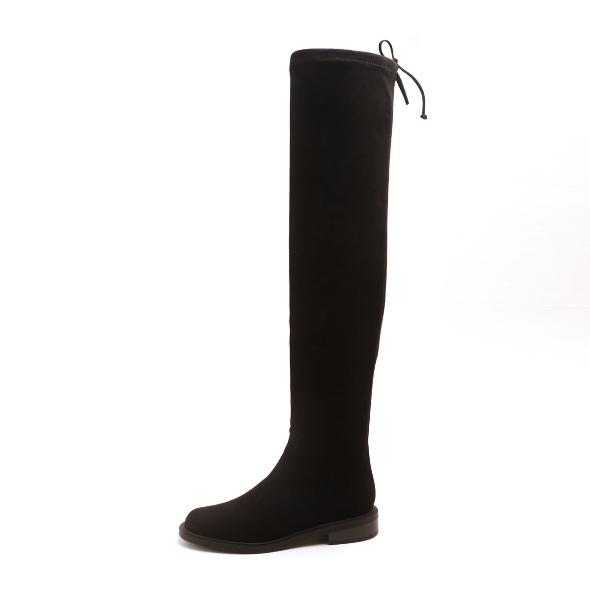 Black Elastic Minimal High Knee Sock Boots
