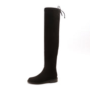 Black Elastic Minimal High Knee Sock Boots