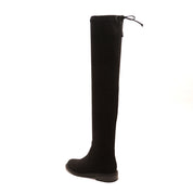 Black Elastic Minimal High Knee Sock Boots