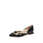 Load image into Gallery viewer, Black Patent Buckle Pointy Vintage Flats
