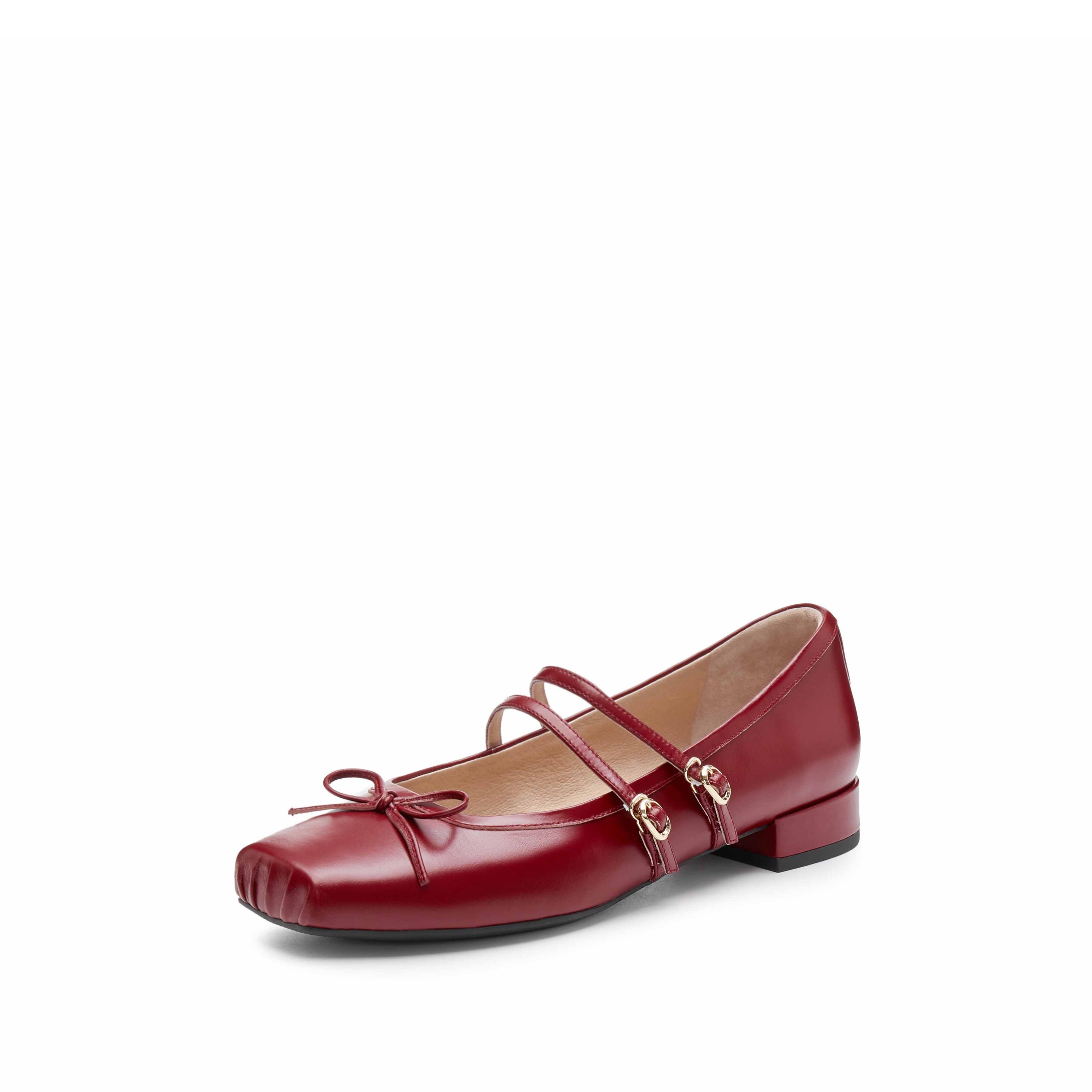 Red Bow Strappy Ballerina Flats