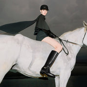 Black Buckle Ankle Strap High Knee Boots