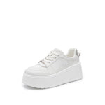 Load image into Gallery viewer, White Glitter Platform Leather Sneakers
