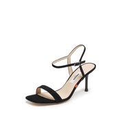 Black Strap Suede Heel Sandals