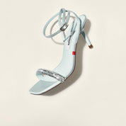 Crystal-Knitted Ankle Block Heeled Sandals