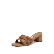Camel ST Suede Cube-Embellished Heeled Sandals