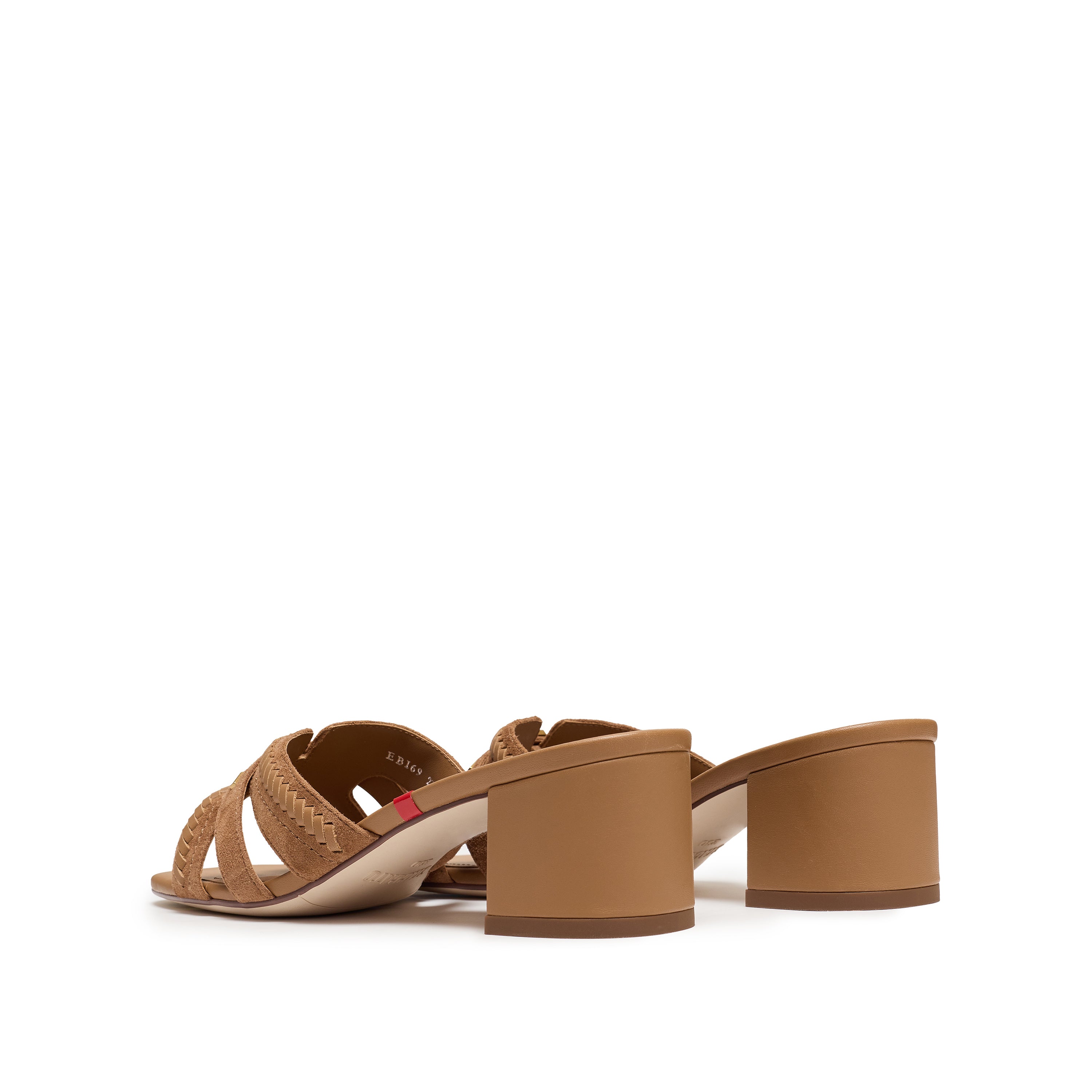 Camel ST Suede Cube-Embellished Heeled Sandals