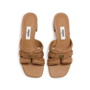 Camel ST Suede Cube-Embellished Heeled Sandals