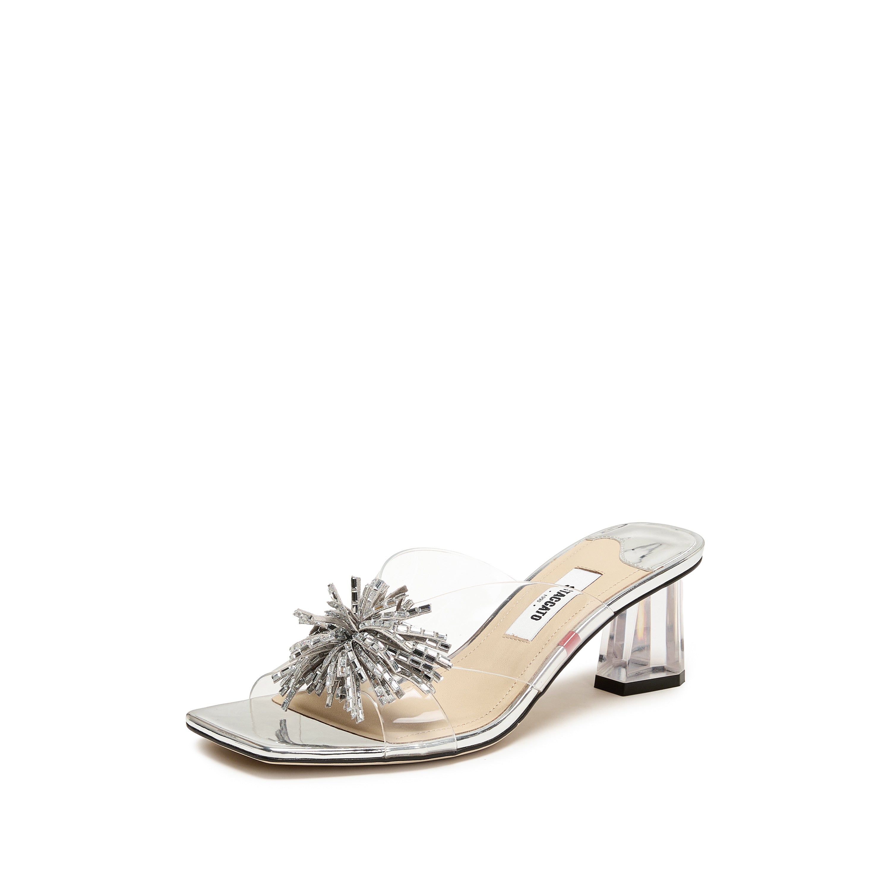 Silver Crystal Firewroks Transparent Heeled Sandals