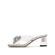 Silver Crystal Firewroks Transparent Heeled Sandals