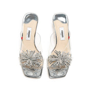 Silver Crystal Firewroks Transparent Heeled Sandals