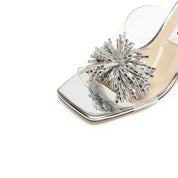 Silver Crystal Firewroks Transparent Heeled Sandals