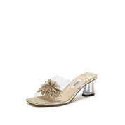Gold Crystal Firewroks Transparent Heeled Sandals