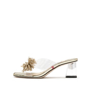 Gold Crystal Firewroks Transparent Heeled Sandals