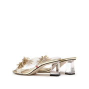 Gold Crystal Firewroks Transparent Heeled Sandals