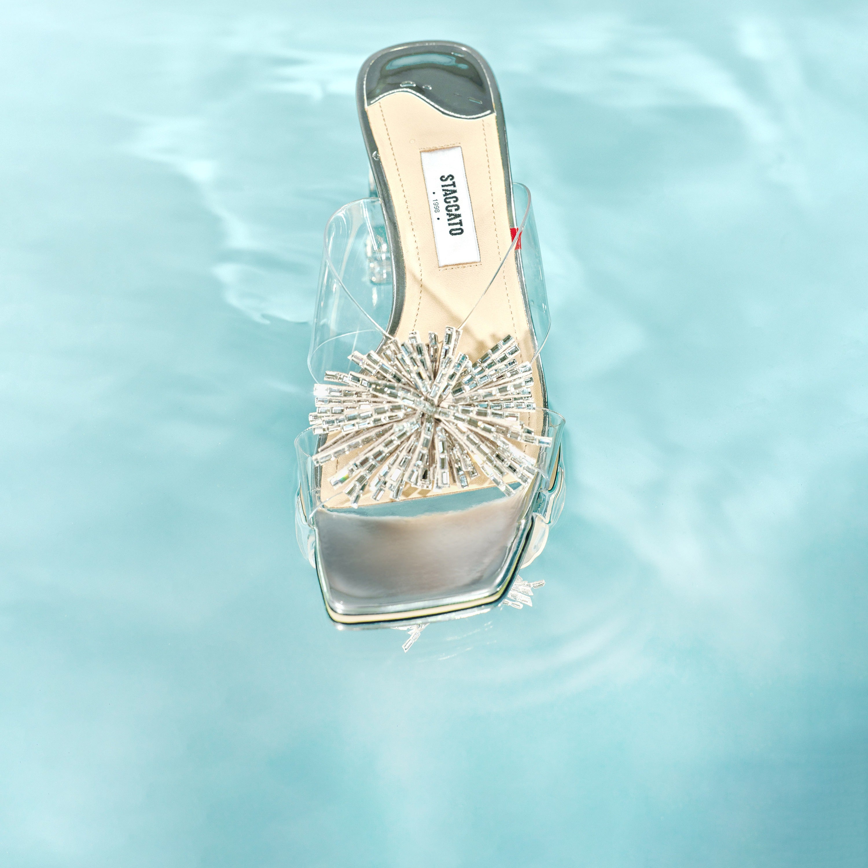 Gold Crystal Firewroks Transparent Heeled Sandals