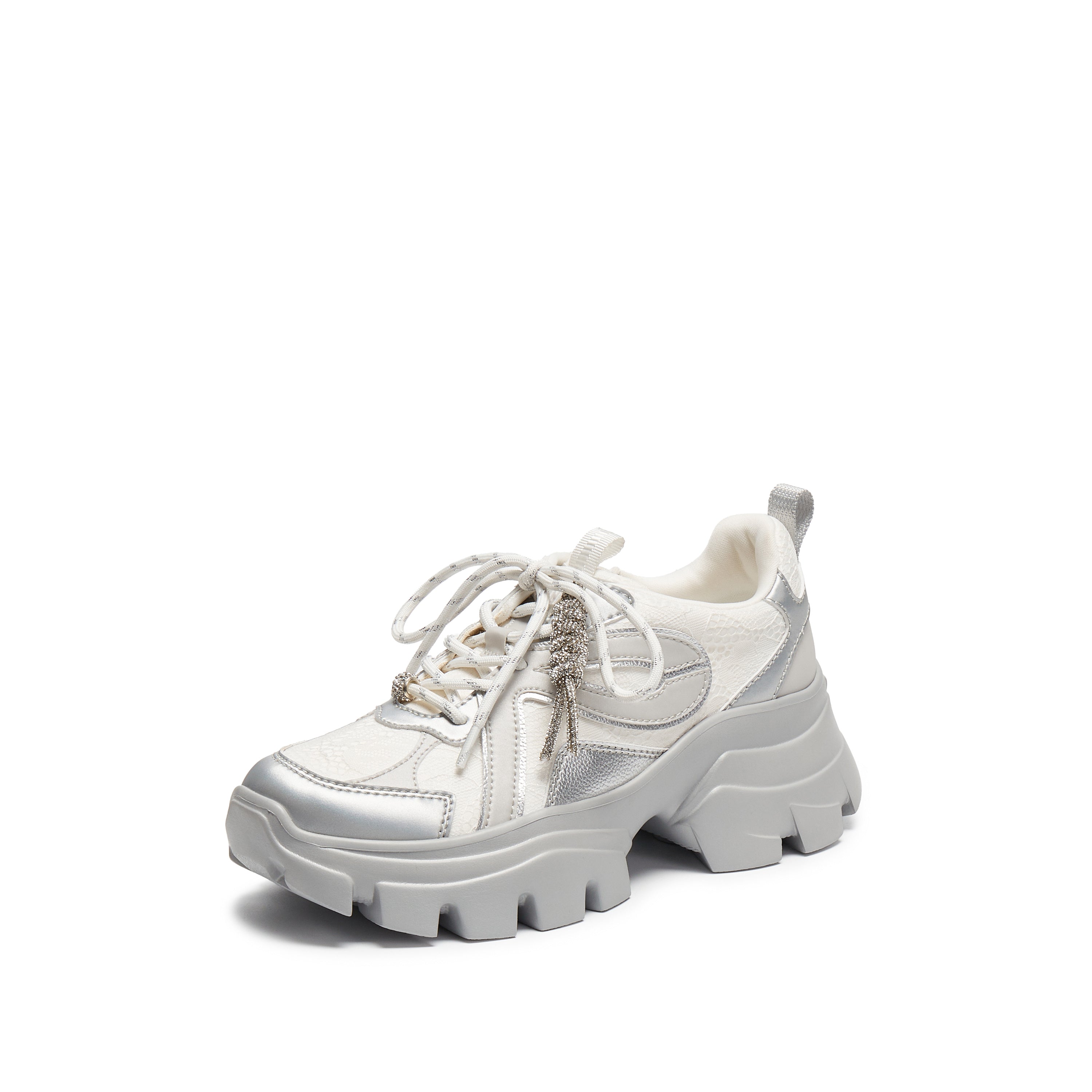 Silver X Woman Lace Chunky Sneakers