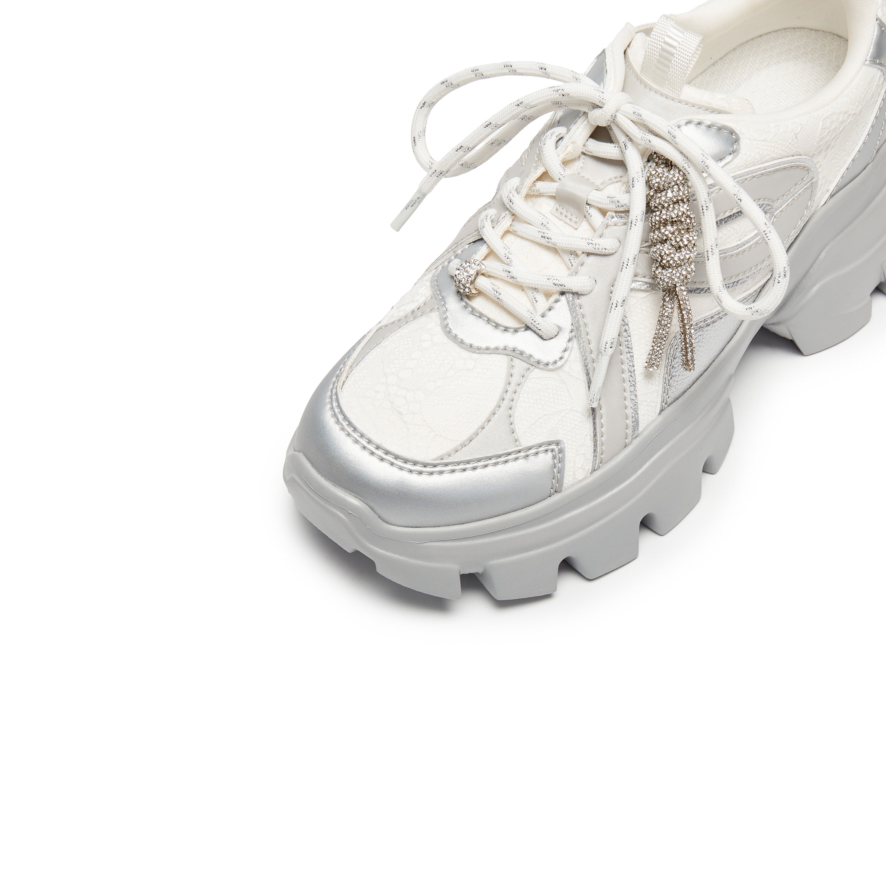 Silver X Woman Lace Chunky Sneakers