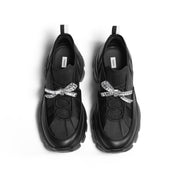 STACCATO × VERA WANG Black Crystal Bow Chunky Sneakers