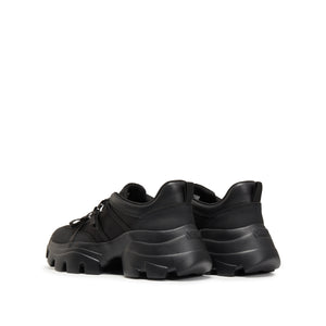 Black Leather Lace Bows Chunky Sneakers