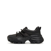 Black Leather Lace Bows Chunky Sneakers