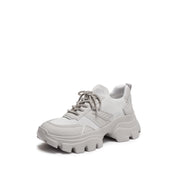 Grey Crystal Lace Up Slip On Chunky Sneakers