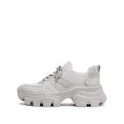 Grey Crystal Lace Up Slip On Chunky Sneakers