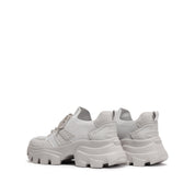 Grey Crystal Lace Up Slip On Chunky Sneakers