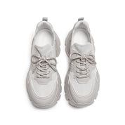 Grey Crystal Lace Up Slip On Chunky Sneakers