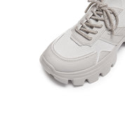 Grey Crystal Lace Up Slip On Chunky Sneakers