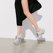 Grey Crystal Lace Up Slip On Chunky Sneakers