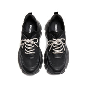 Black Crystal Lace Up Slip On Chunky Sneakers