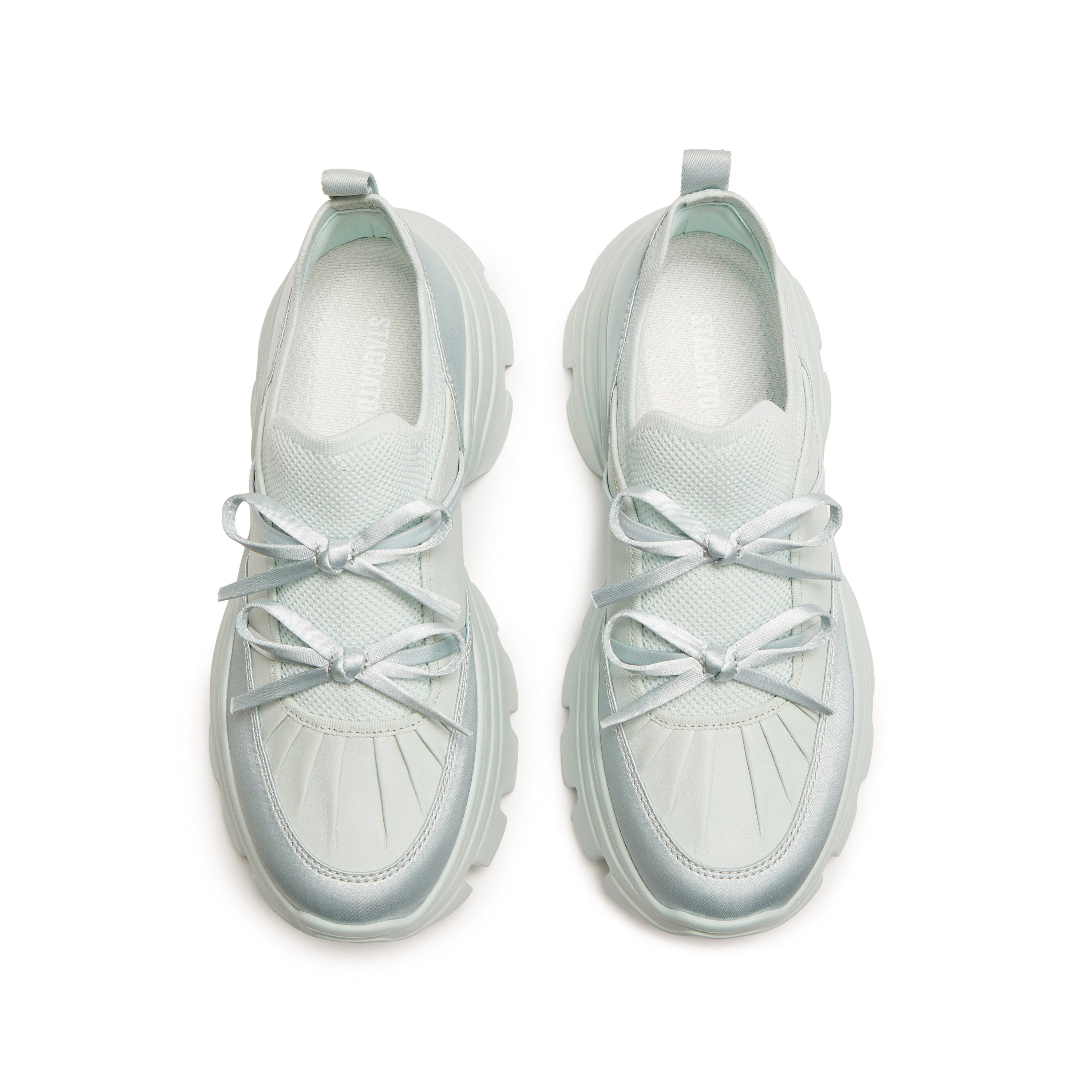 Mint Green Bows Slip On Chunky Sneakers