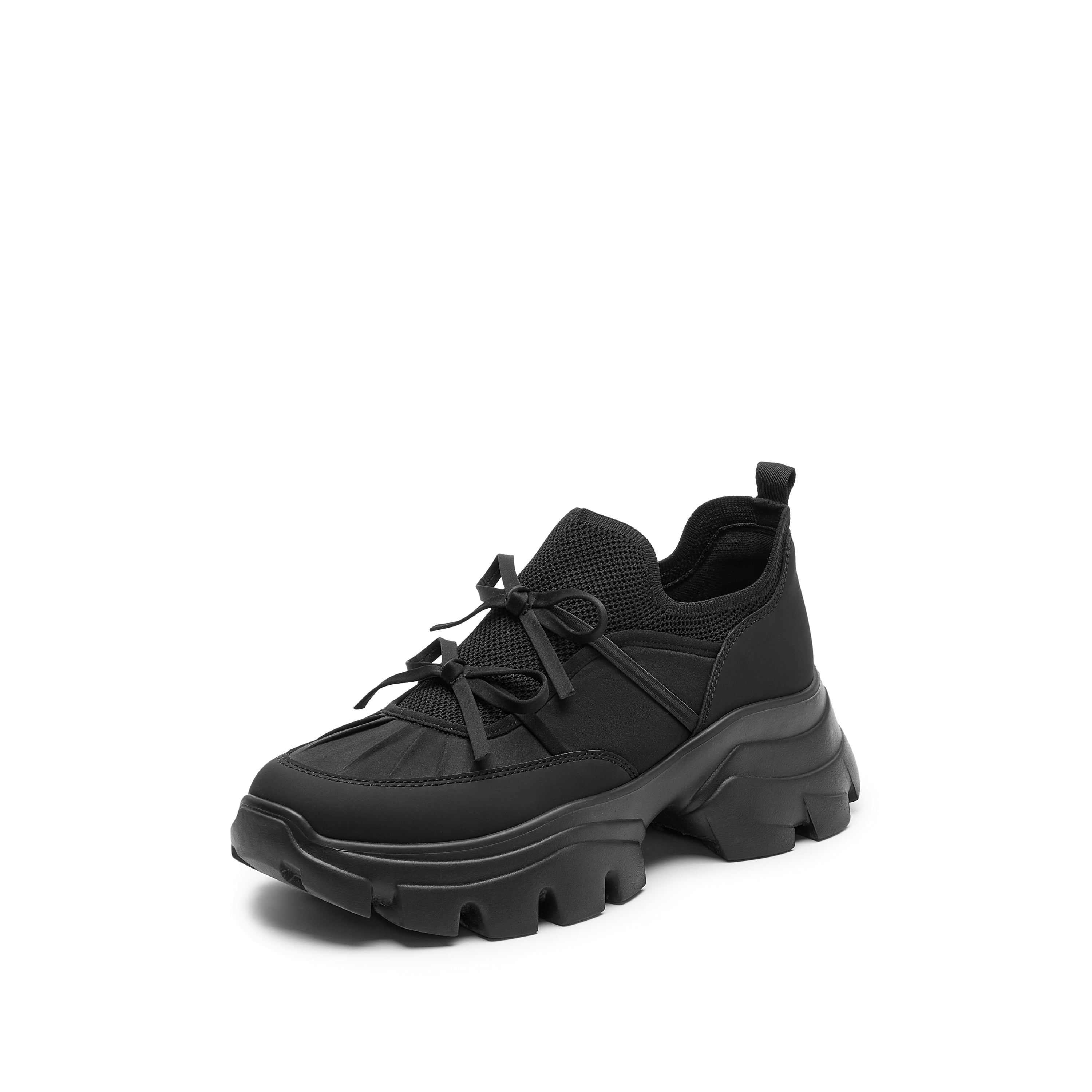 Black Bows Slip On Chunky Sneakers