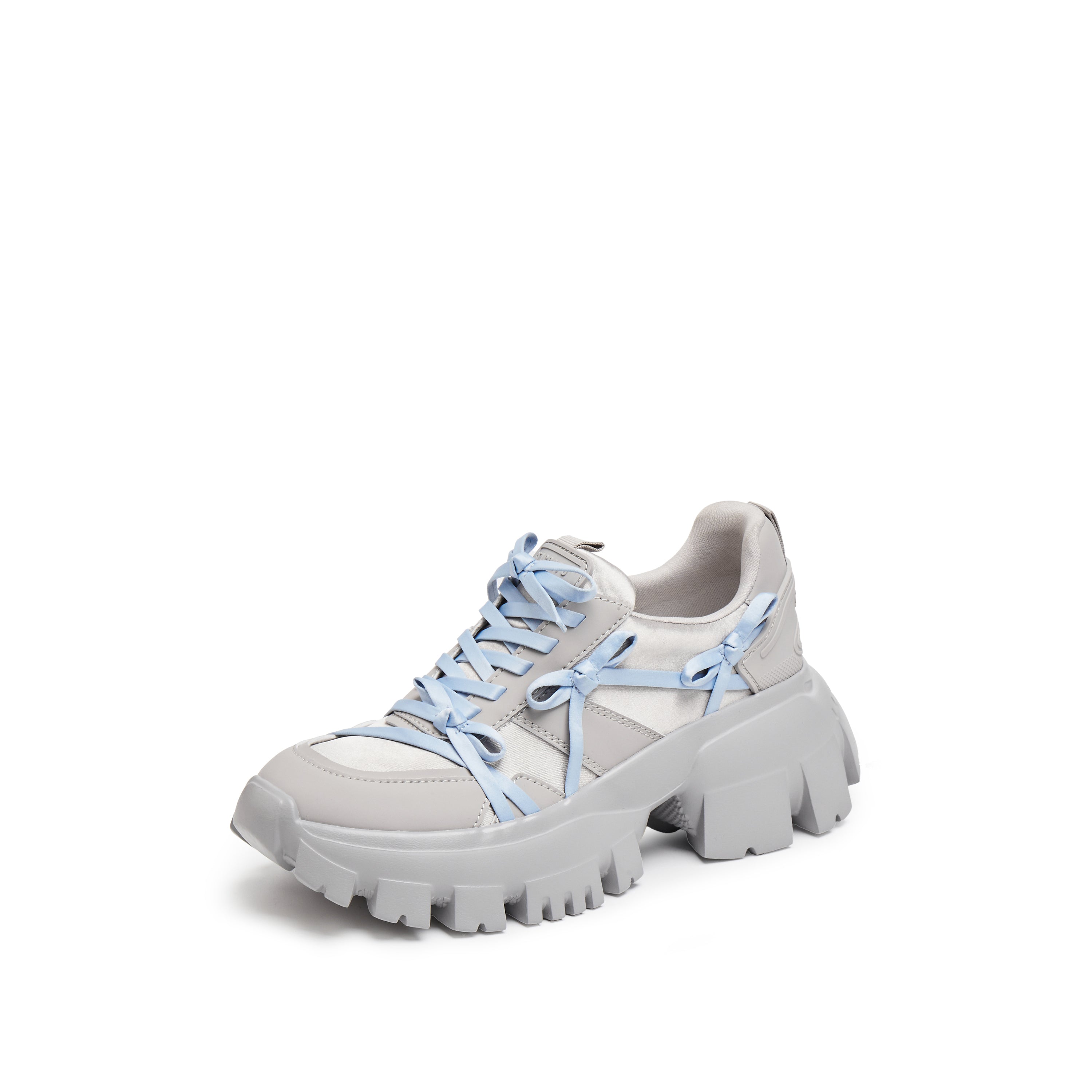 Light Blue Bows Grey Chunky Sneakers