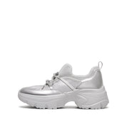 Silver Metallic Double Bow Chunky Platform Sneakers