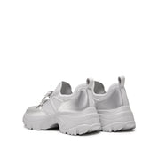 Silver Metallic Double Bow Chunky Platform Sneakers