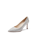 Load image into Gallery viewer, White Crystal Embellished Pointed Heeled Pumps
