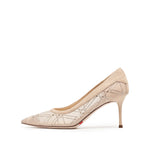 Load image into Gallery viewer, Pastel Meashed Crystal Star Embellished Heeled Pumps
