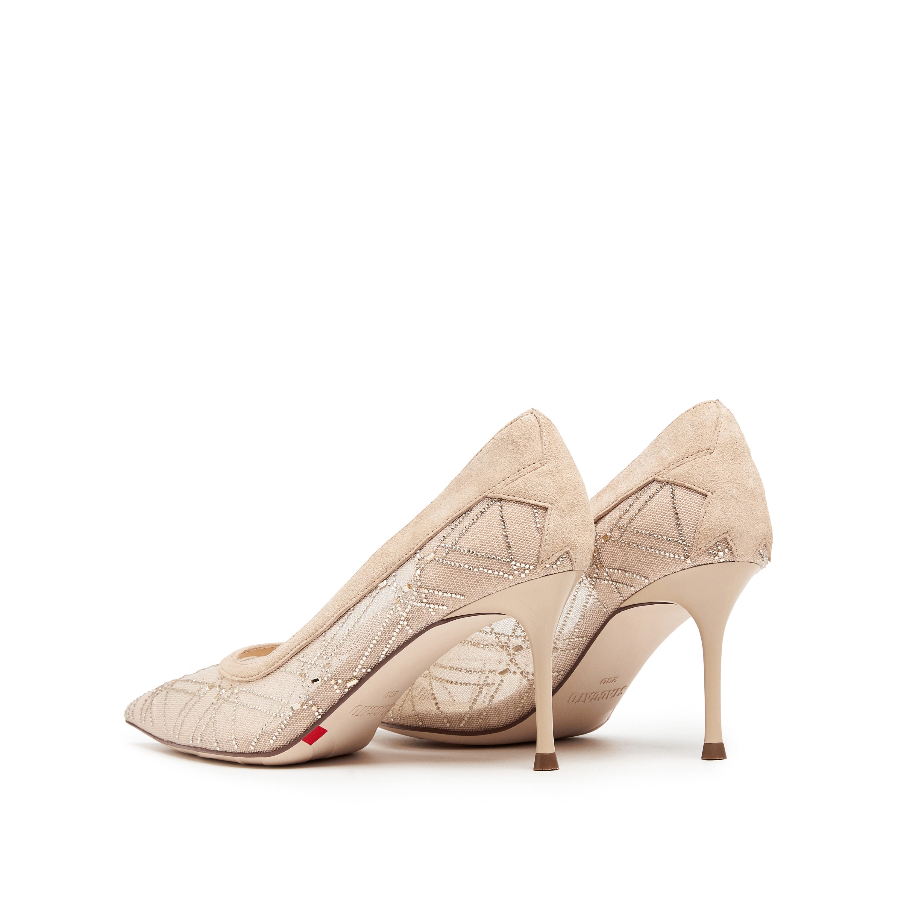Pastel Meashed Crystal Star Embellished Heeled Pumps