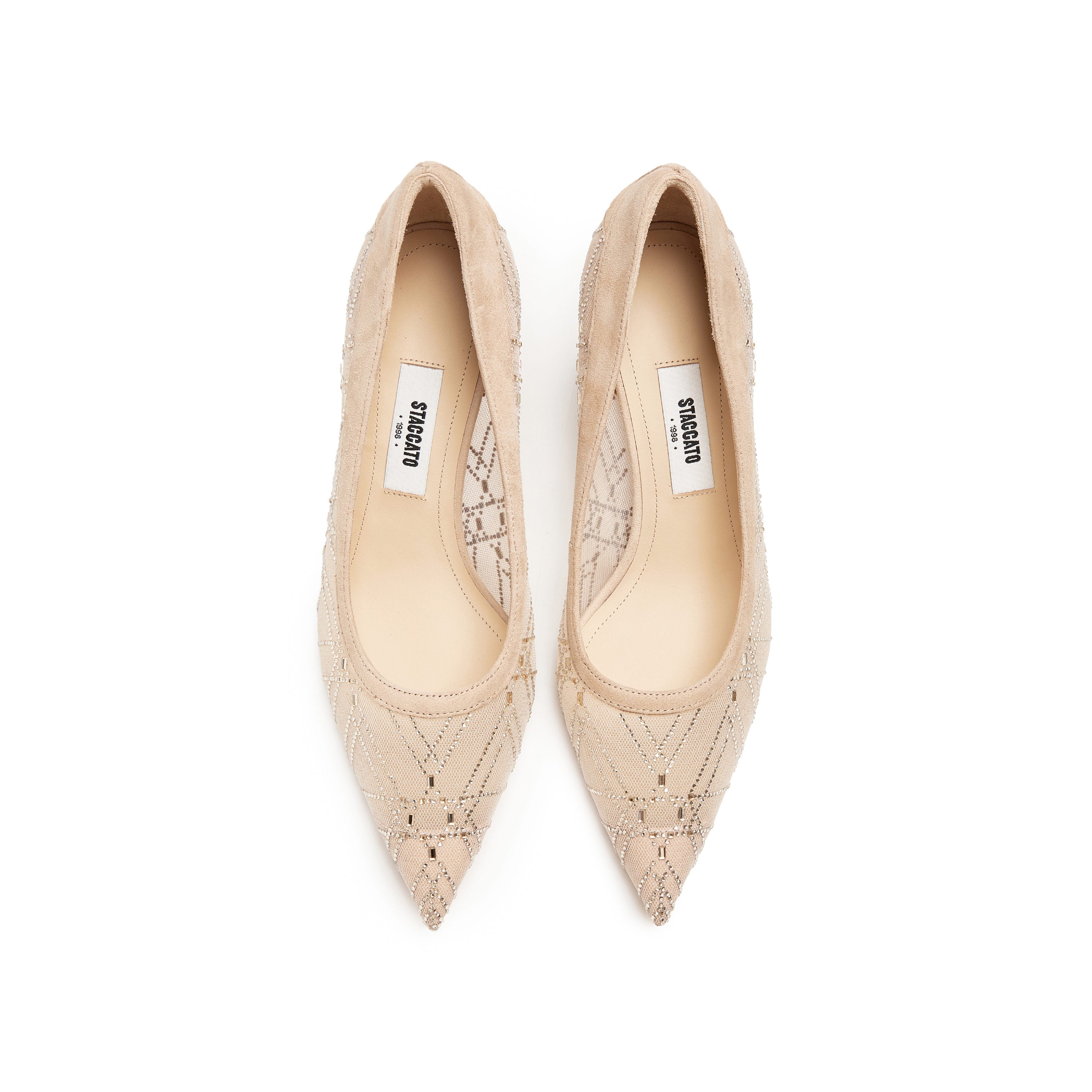 Pastel Meashed Crystal Star Embellished Heeled Pumps