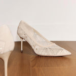 Load image into Gallery viewer, Pastel Meashed Crystal Star Embellished Heeled Pumps
