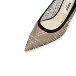 Load image into Gallery viewer, Black Meashed Crystal Star Embellished Heeled Pumps
