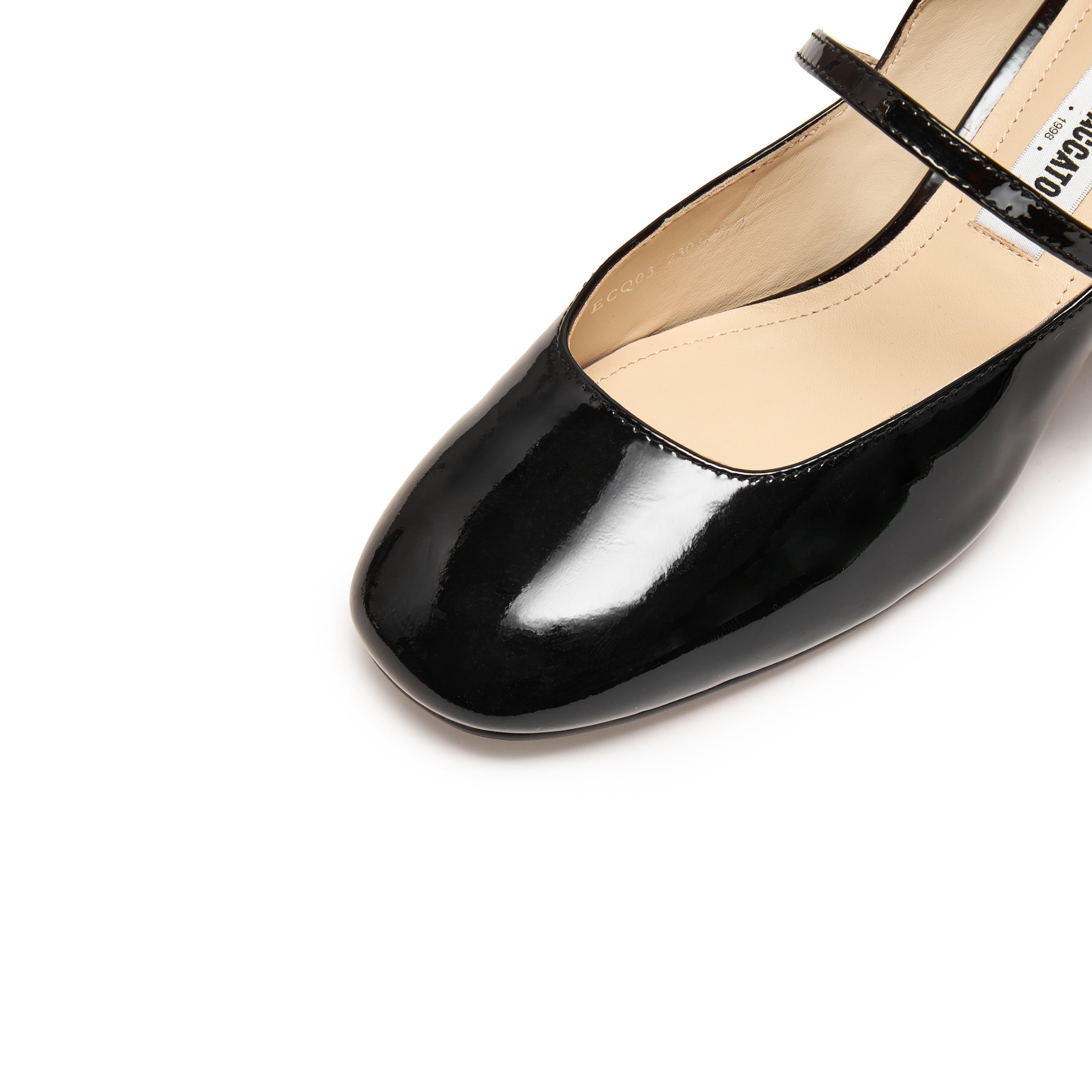 Black Patent Crystal Square Mary Jane Heeled Pumps