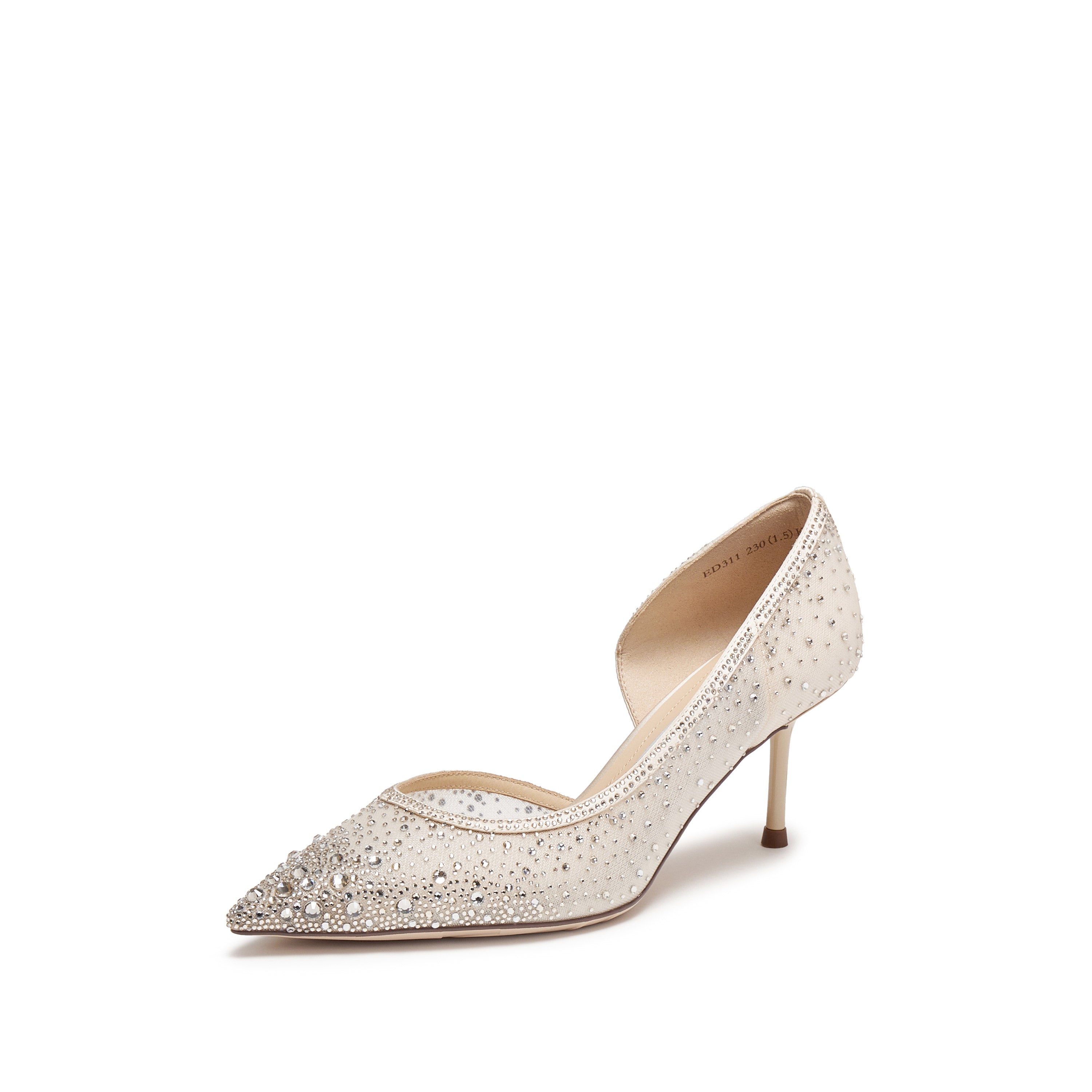 Ivory Crystal-Embellished Mesh D'Orsay Pumps