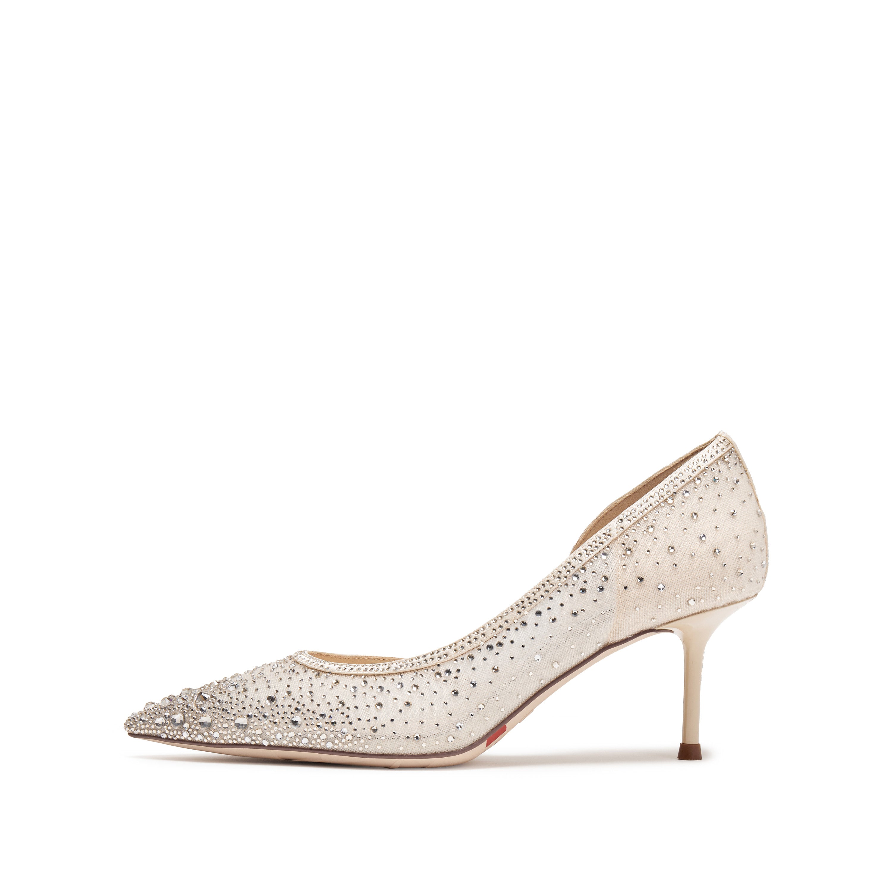Ivory Crystal-Embellished Mesh D'Orsay Pumps