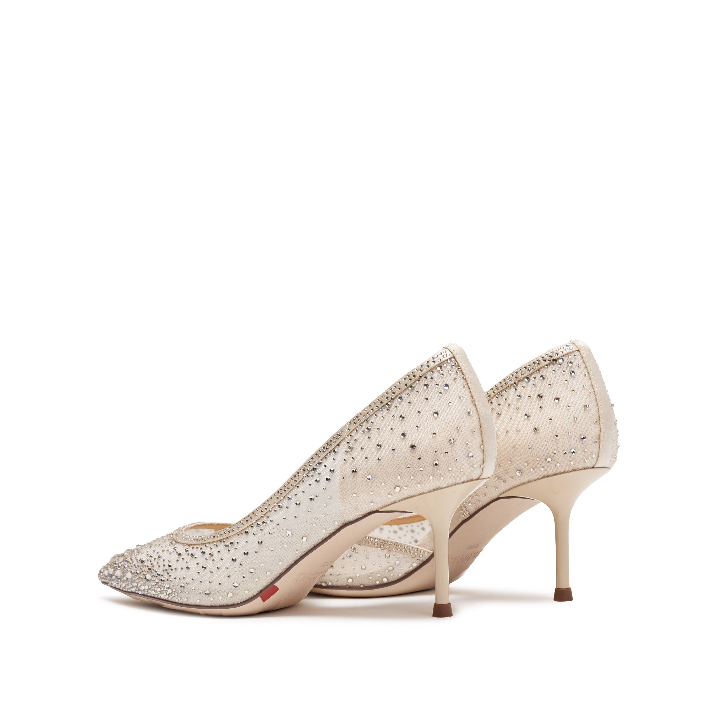 Ivory Crystal-Embellished Mesh D'Orsay Pumps