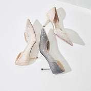 Ivory Crystal-Embellished Mesh D'Orsay Pumps